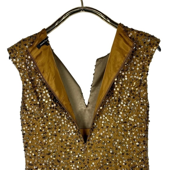 NANETTE LEPORE SEQUIN SILK DROP WAIST GATHERED PLEAT COCKTAIL DRESS - Picture 9 of 17